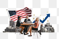 PNG American business agreement, economy money collage, transparent background