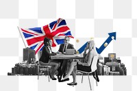 PNG British business agreement, economy money collage, transparent background