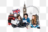 PNG Study in UK, education photo collage, transparent background