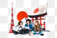 PNG Study in Japan, education photo collage, transparent background