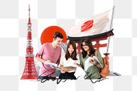 PNG Study in Japan, education photo collage, transparent background