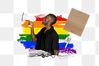 Queer protest png, LGBT pride photo collage, transparent background