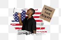 PNG know your rights, protest activism photo collage, transparent background