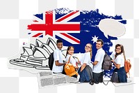 PNG Study in Australia, education paper collage, transparent background