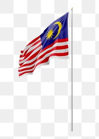 Png flag of Malaysia collage element, transparent background