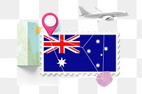 PNG Australia travel, stamp tourism collage illustration, transparent background