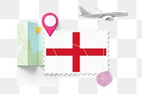 PNG England travel, stamp tourism collage illustration, transparent background