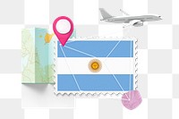 PNG Argentina travel, stamp tourism collage illustration, transparent background