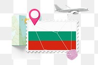 PNG Bulgaria travel, stamp tourism collage illustration, transparent background