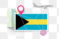 PNG Bahamas travel, stamp tourism collage illustration, transparent background