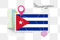 PNG Cuba travel, stamp tourism collage illustration, transparent background