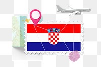 PNG Croatia travel, stamp tourism collage illustration, transparent background