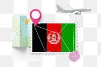 PNG Afghanistan travel, stamp tourism collage illustration, transparent background