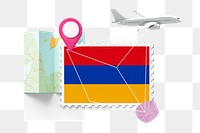 PNG Armenia travel, stamp tourism collage illustration, transparent background