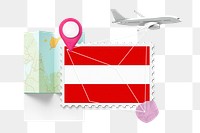 PNG Austria travel, stamp tourism collage illustration, transparent background