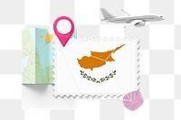 PNG Cyprus travel, stamp tourism collage illustration, transparent background