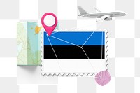 PNG Estonia travel, stamp tourism collage illustration, transparent background