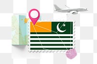 PNG Azad Kashmir travel, stamp tourism collage illustration, transparent background