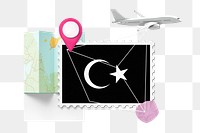 PNG Turkey travel, stamp tourism collage illustration, transparent background