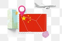 PNG China travel, stamp tourism collage illustration, transparent background