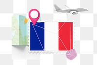 PNG France travel, stamp tourism collage illustration, transparent background
