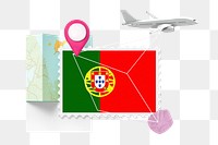 PNG Portugal travel, stamp tourism collage illustration, transparent background