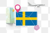 PNG Sweden travel, stamp tourism collage illustration, transparent background