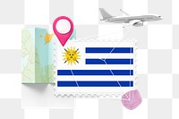 PNG Uruguay travel, stamp tourism collage illustration, transparent background