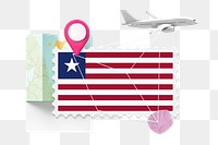 PNG Liberia travel, stamp tourism collage illustration, transparent background