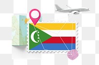 PNG Comoros travel, stamp tourism collage illustration, transparent background