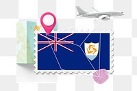 PNG Anguilla travel, stamp tourism collage illustration, transparent background