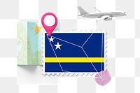 PNG Curacao travel, stamp tourism collage illustration, transparent background