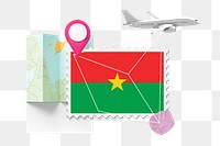 PNG Burkina Faso travel, stamp tourism collage illustration, transparent background