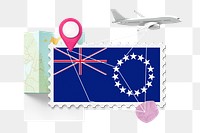PNG Cook island travel, stamp tourism collage illustration, transparent background
