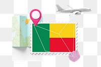 PNG Benin travel, stamp tourism collage illustration, transparent background