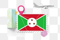 PNG Burundi travel, stamp tourism collage illustration, transparent background
