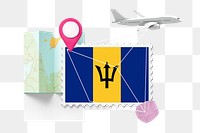 PNG Barbados travel, stamp tourism collage illustration, transparent background