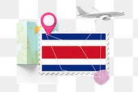 PNG Costa rica travel, stamp tourism collage illustration, transparent background