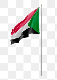 Png flag of Sudan collage element, transparent background