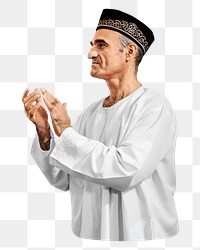 Png Arabic man clapping, transparent background