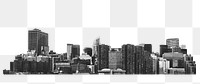 Png monochrome cityscape, transparent background