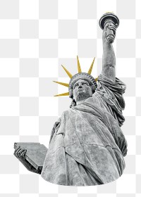 PNG Statue of Liberty black & white, transparent background