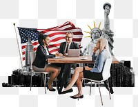 PNG American business, economy finance collage, transparent background