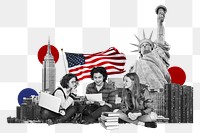 Study in USA png, education photo collage, transparent background