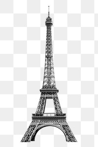 Png Paris Eiffel Tower in black & white, transparent background