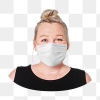 Png face mask, woman closeup image on transparent background