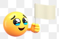 PNG 3D flag, happy tears emoticon, transparent background