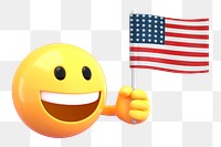 PNG 3D US flag, smiling emoticon, transparent background