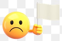 PNG 3D flag, sad emoticon, transparent background