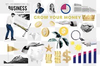 Business & finance png illustration sticker set, transparent background